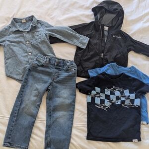 Lot Of Size 3 Boys Clothes: Columbia Jacket / Gap Denim Shirt / Jeans & Tees
